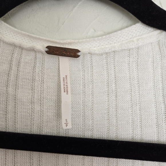 Free People Ribbed Long White Cream Cardigan - Picture 7 of 12